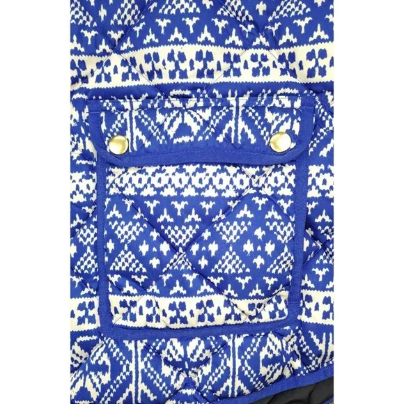 J. Crew Vest Down Feather Quilted Puffer Blue Snowflake Women Excursion XL Isle - Picture 3 of 7